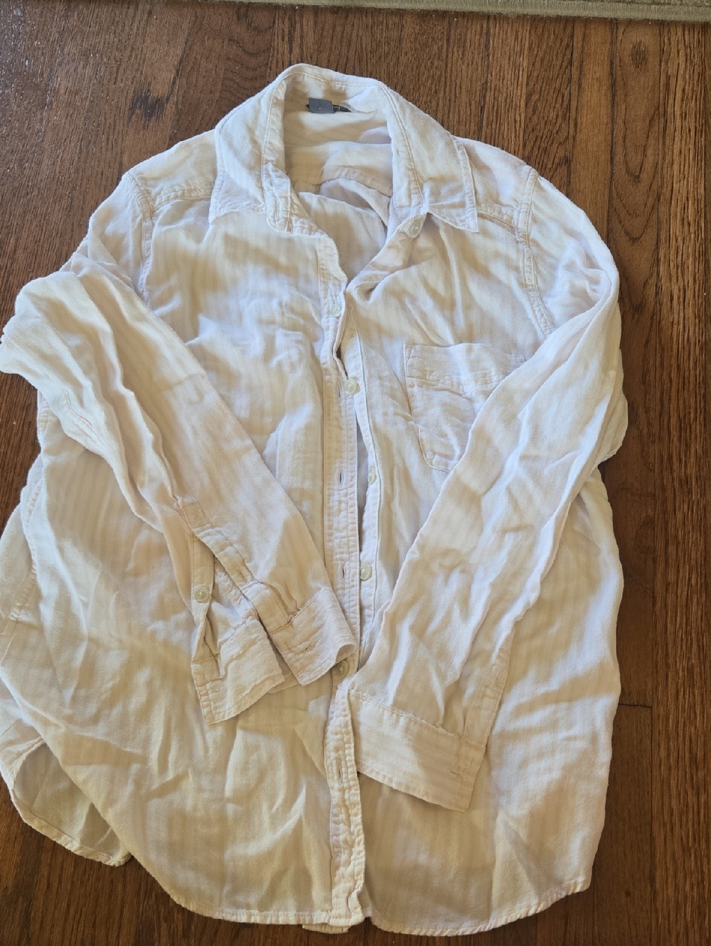 Eddie Bauer Pink And White Striped Button-Down Women's Shirt